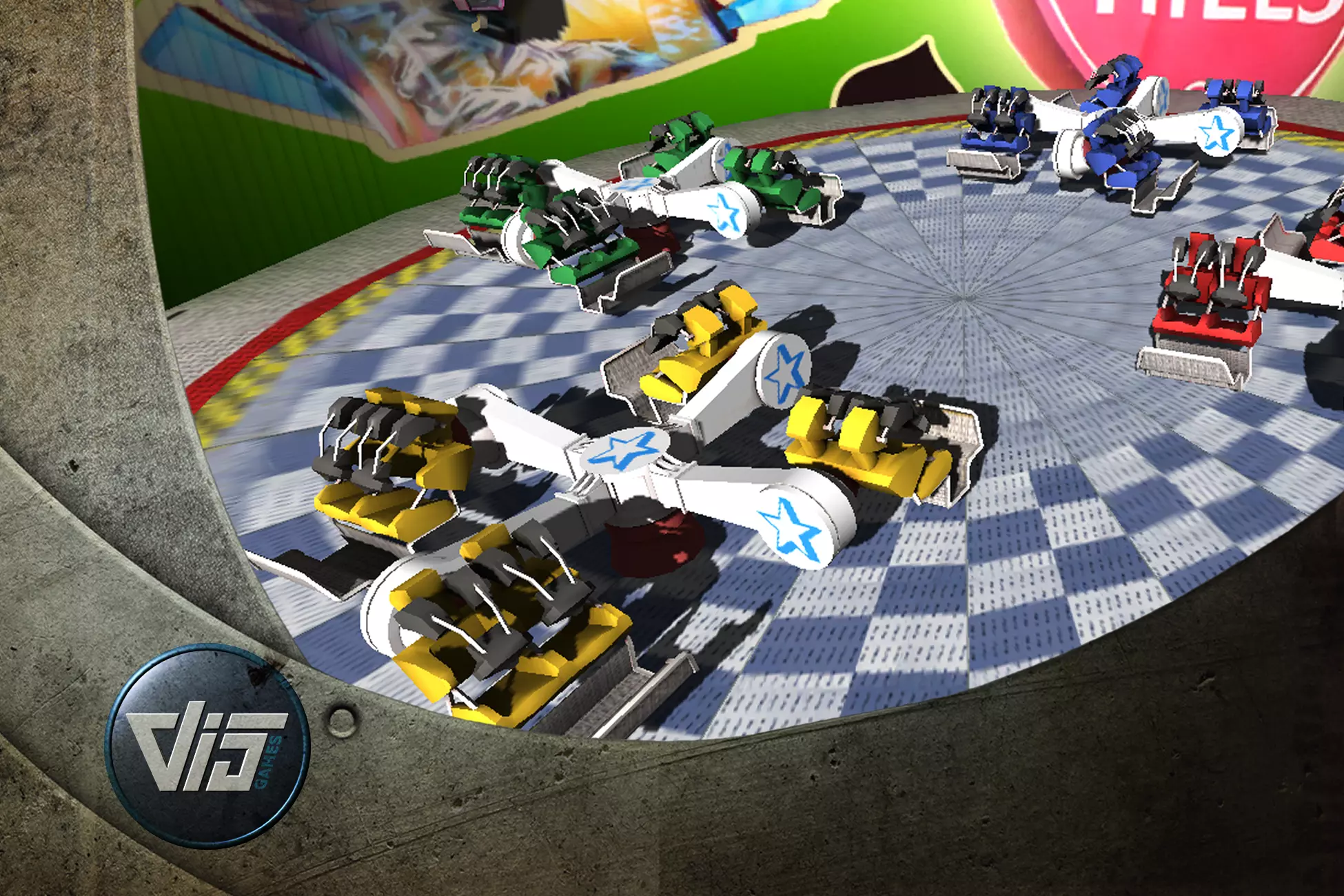 Fairground rides collection Low-poly 3D model_0