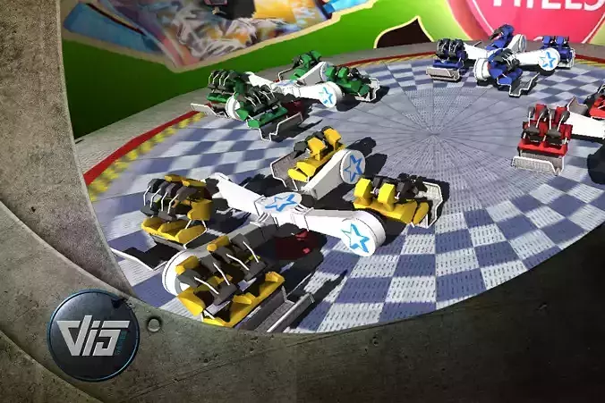 Fairground rides collection Low-poly 3D model