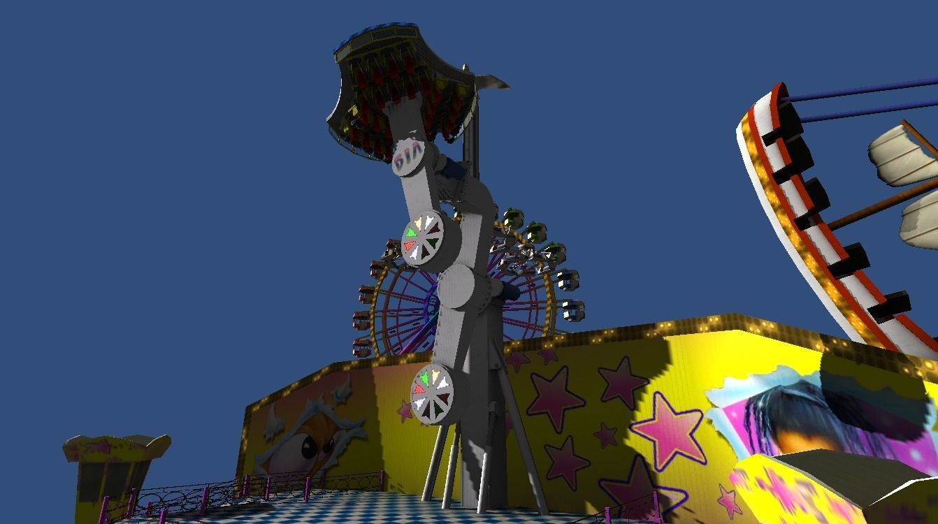 Fairground rides collection Low-poly 3D model_6