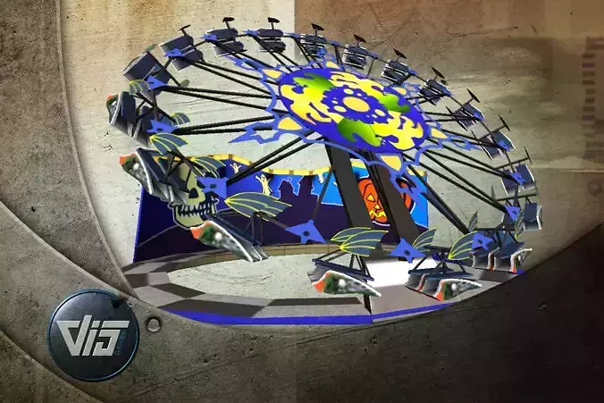 Mobile fairground rides Low-poly 3D model