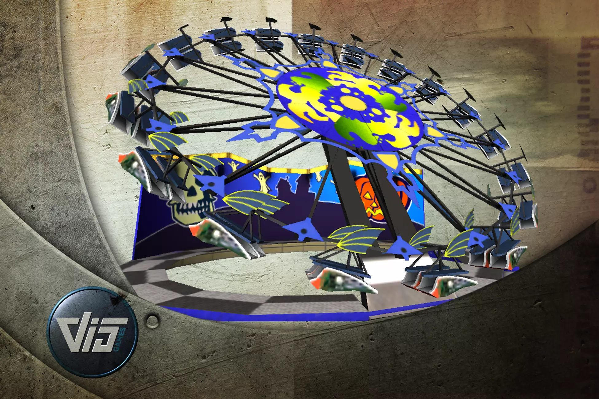 Mobile fairground rides Low-poly 3D model_0