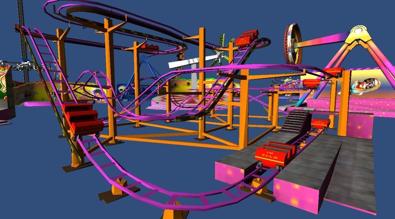 Mobile fairground rides Low-poly 3D model_7