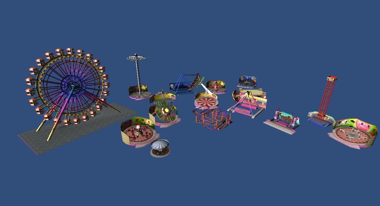Mobile fairground rides Low-poly 3D model_9