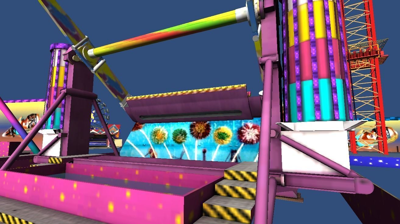 Mobile fairground rides Low-poly 3D model_2