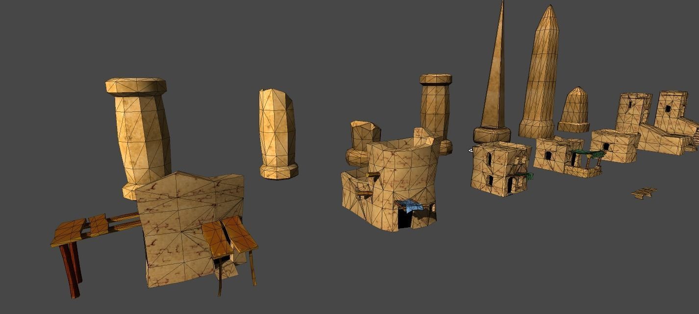 Cartoon egypt props Low-poly 3D model_1