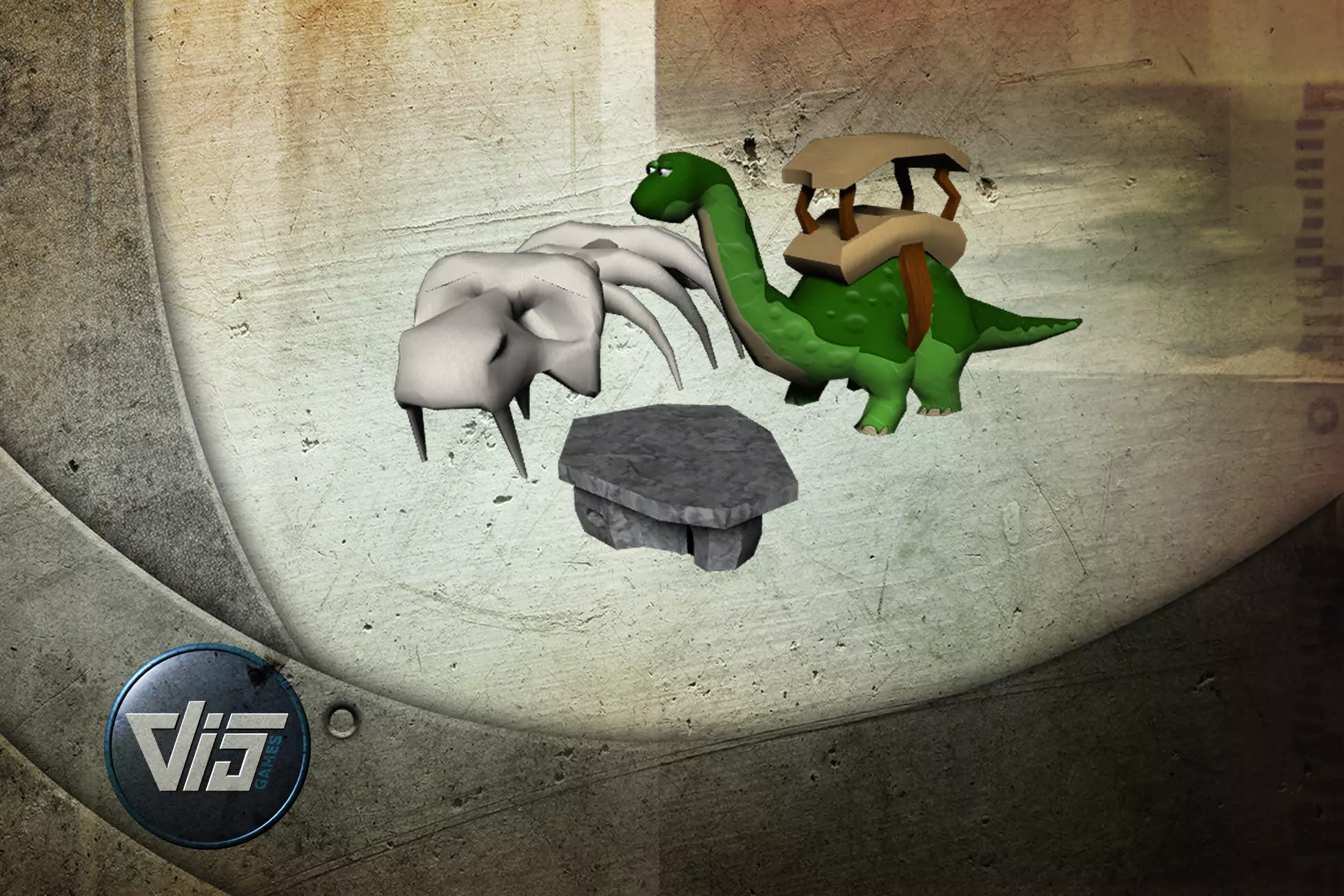 Cartoon stoneage props Low-poly 3D model