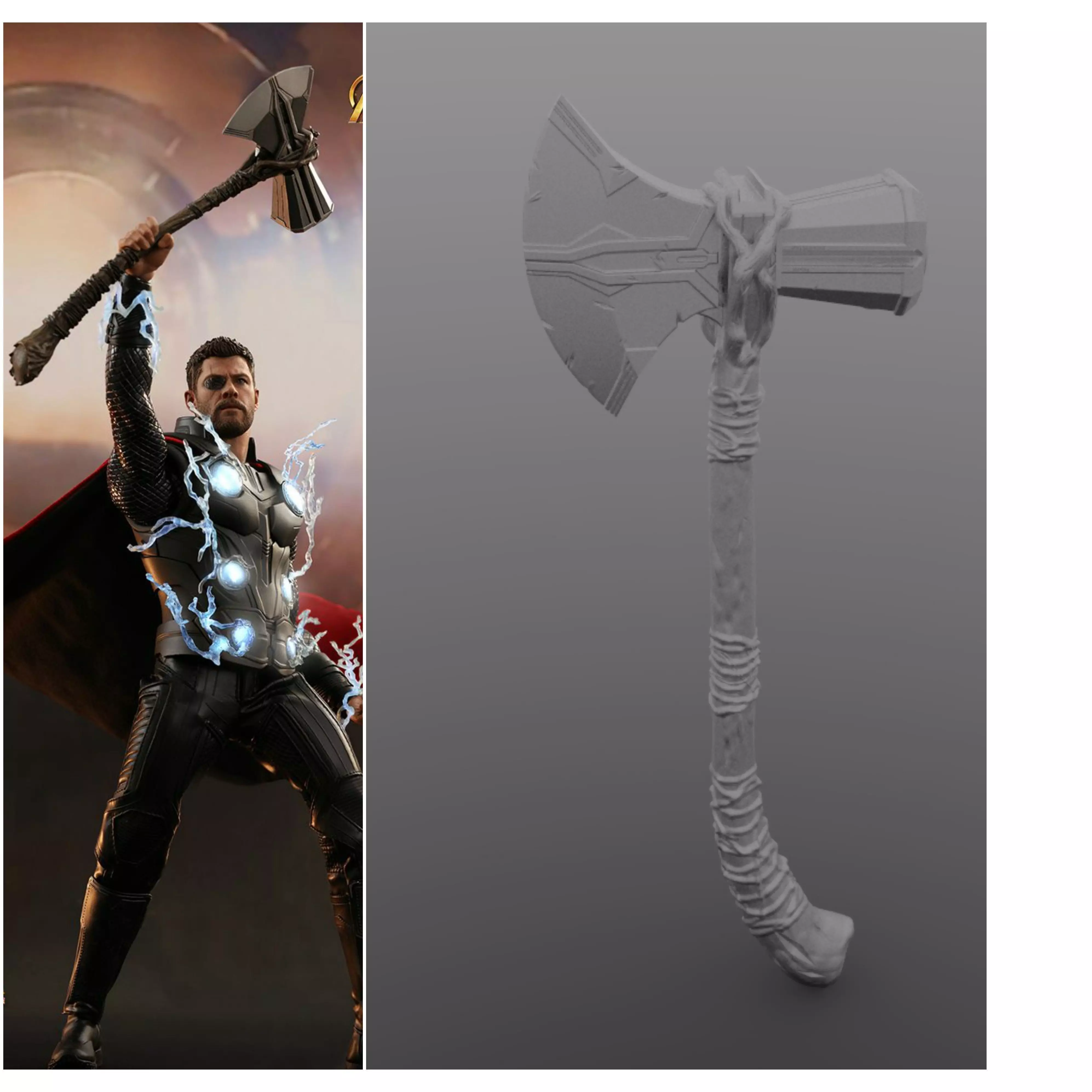 V2 Thor s Stormbreaker Hammer axe Infinity war 3  3D print model_0