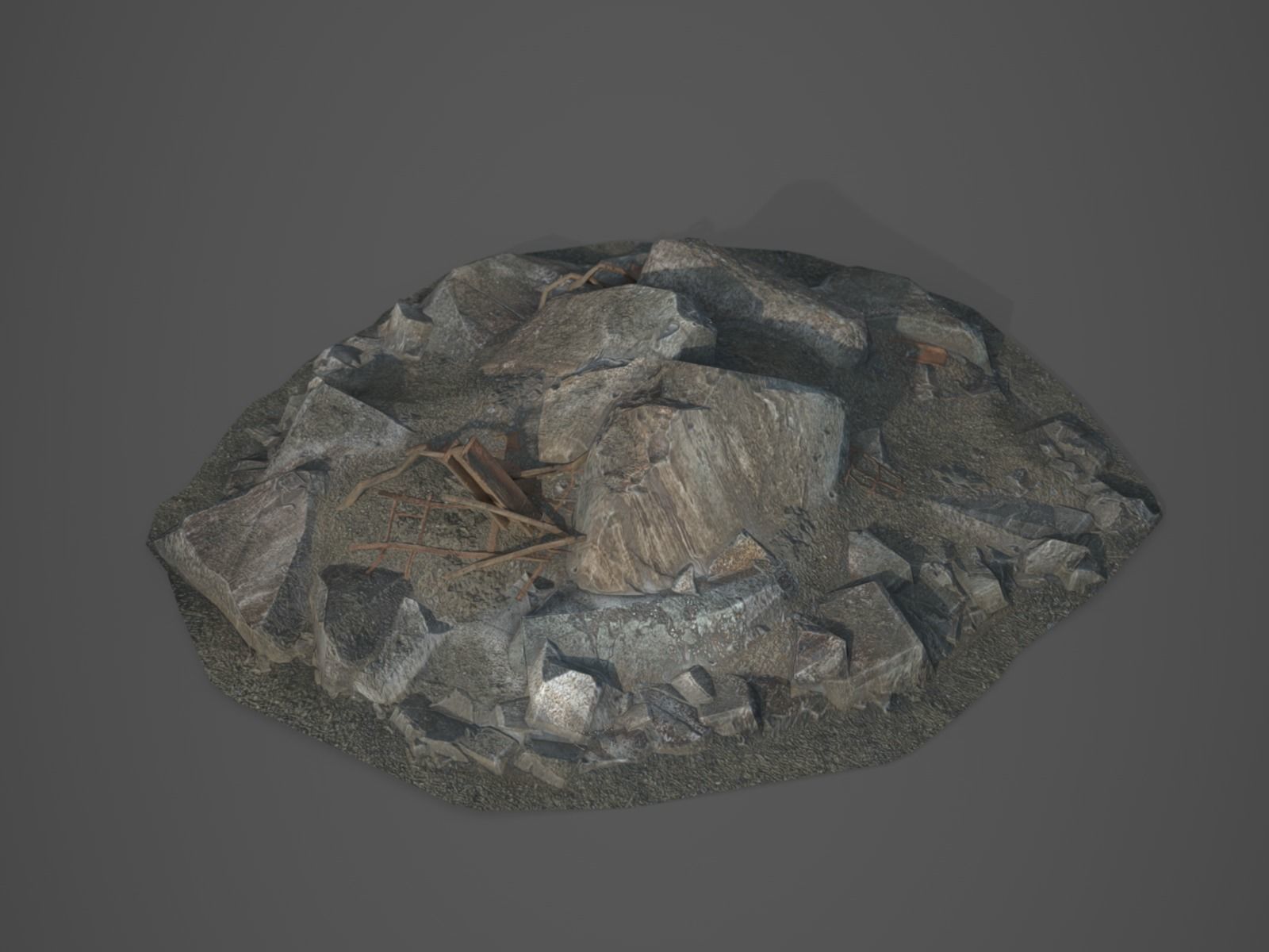 Rubble and Debris - Collection 1 Low-poly 3D model_18