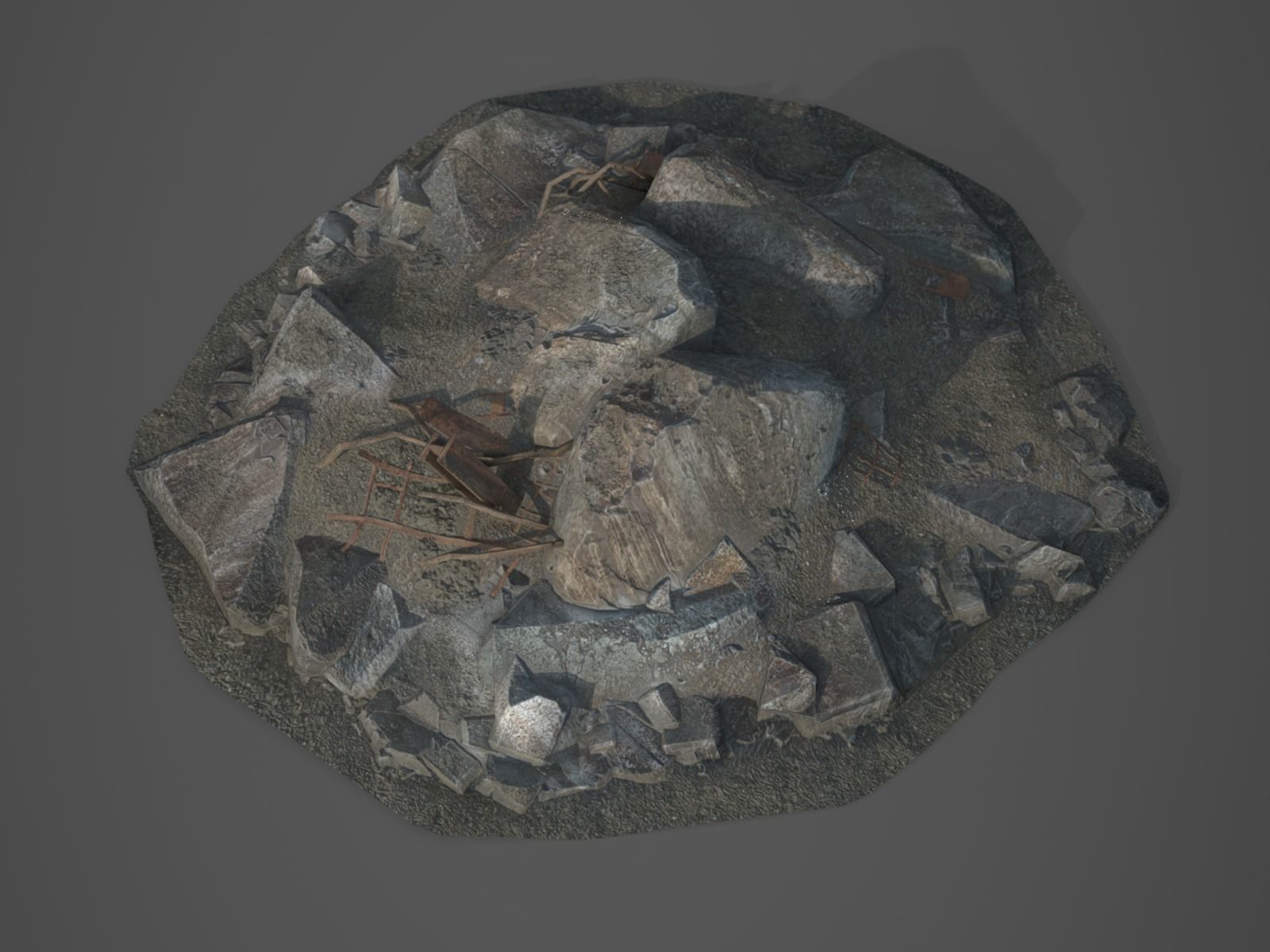 Rubble and Debris - Collection 1 Low-poly 3D model_17