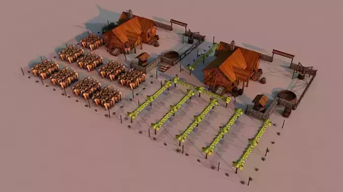 Farms Rome hellenic Low-poly 3D model