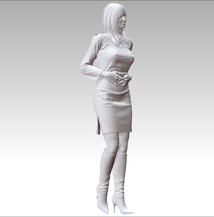 Business woman 3D print model_11
