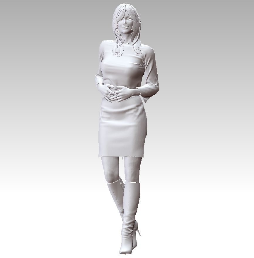 Business woman 3D print model_7