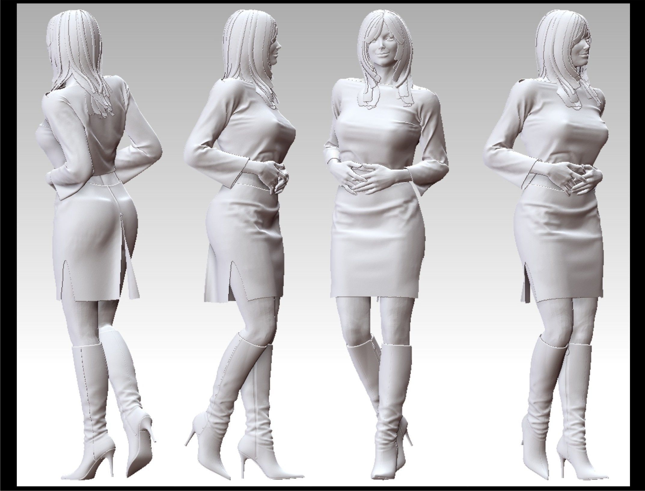 Business woman 3D print model_2