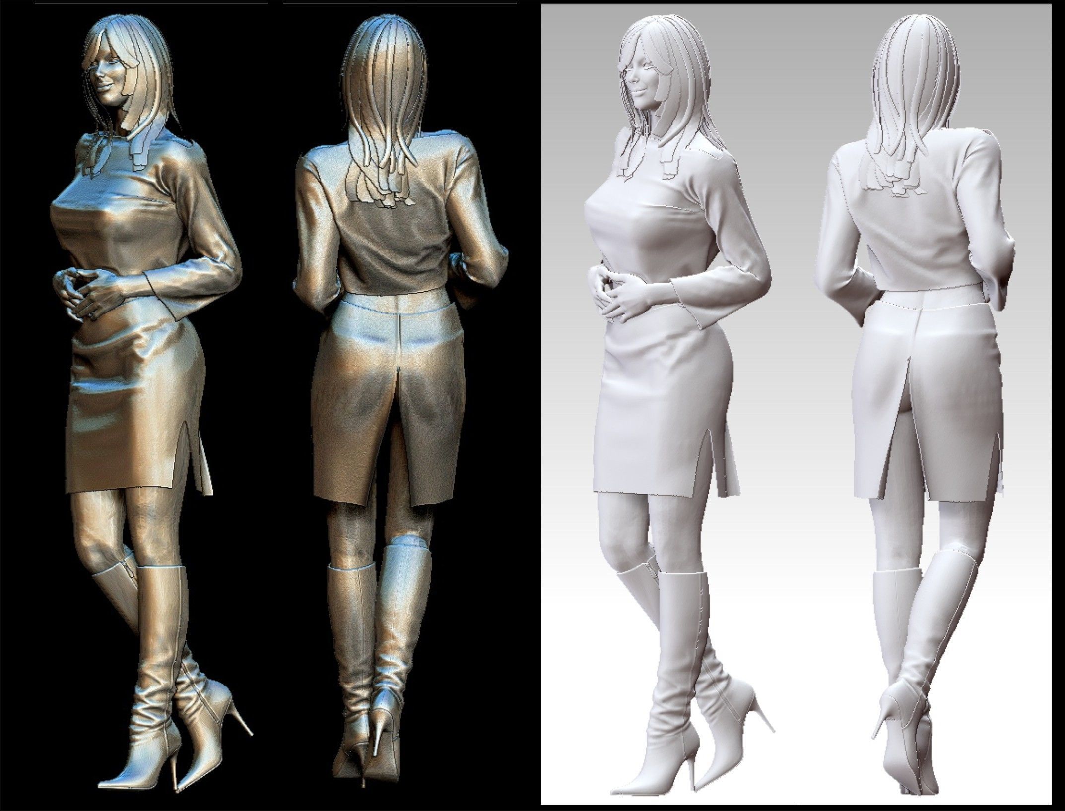 Business woman 3D print model_3