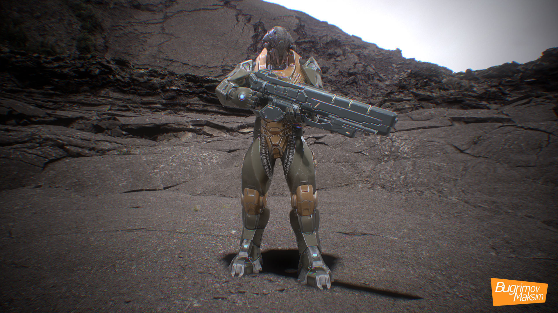 PBR Customized Alien Soldier Low-poly 3D model_9