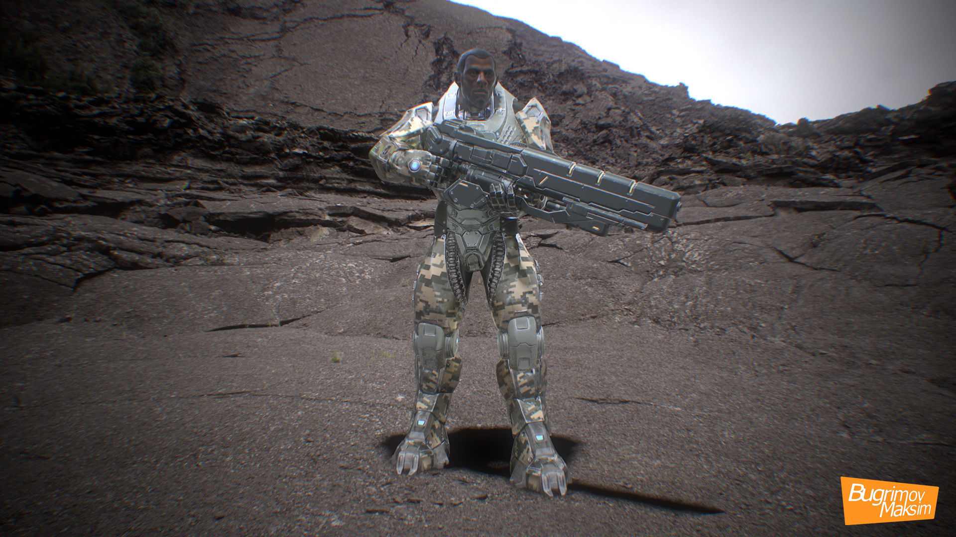 PBR Customized Alien Soldier Low-poly 3D model_14