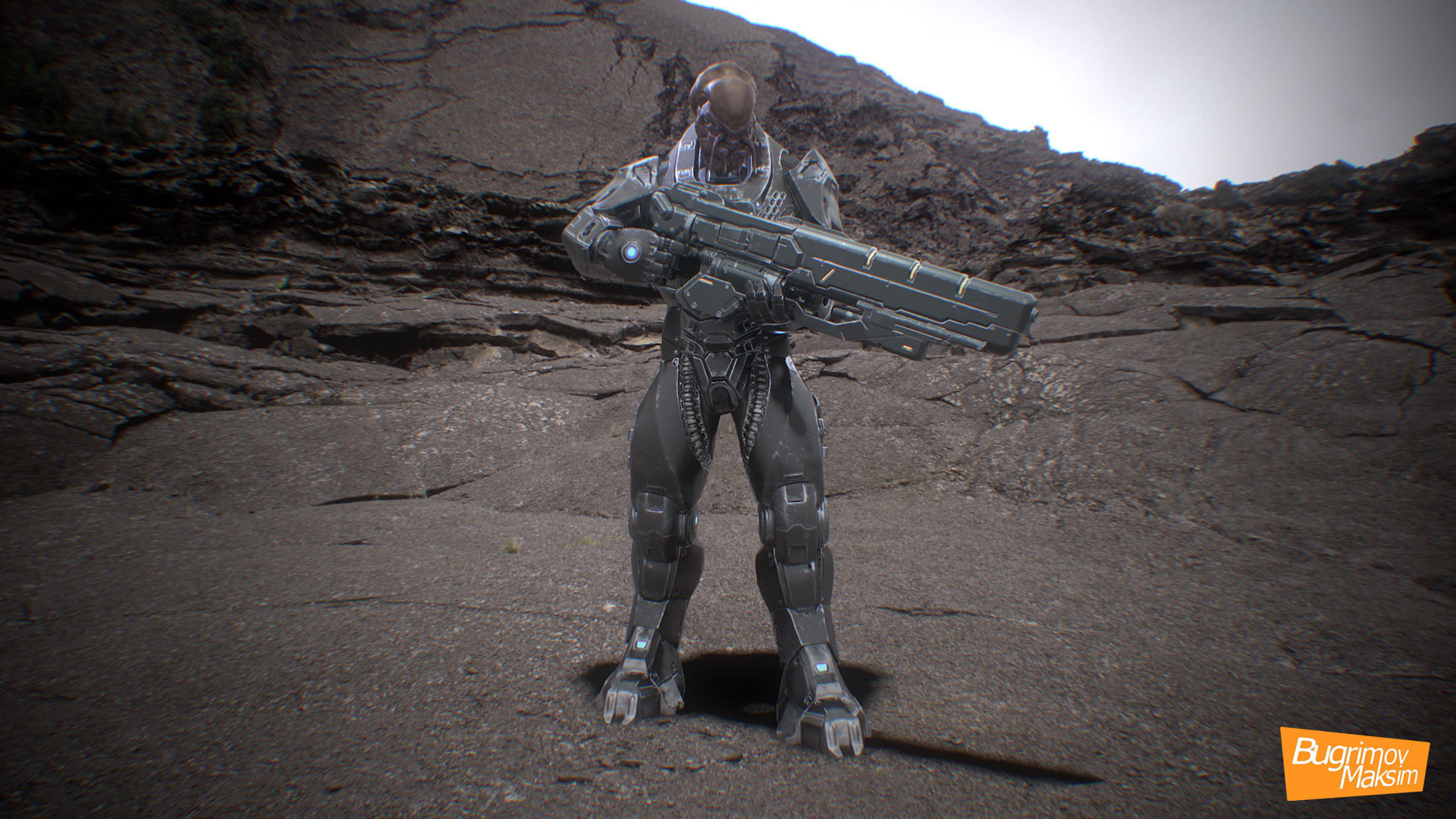 PBR Customized Alien Soldier Low-poly 3D model_11