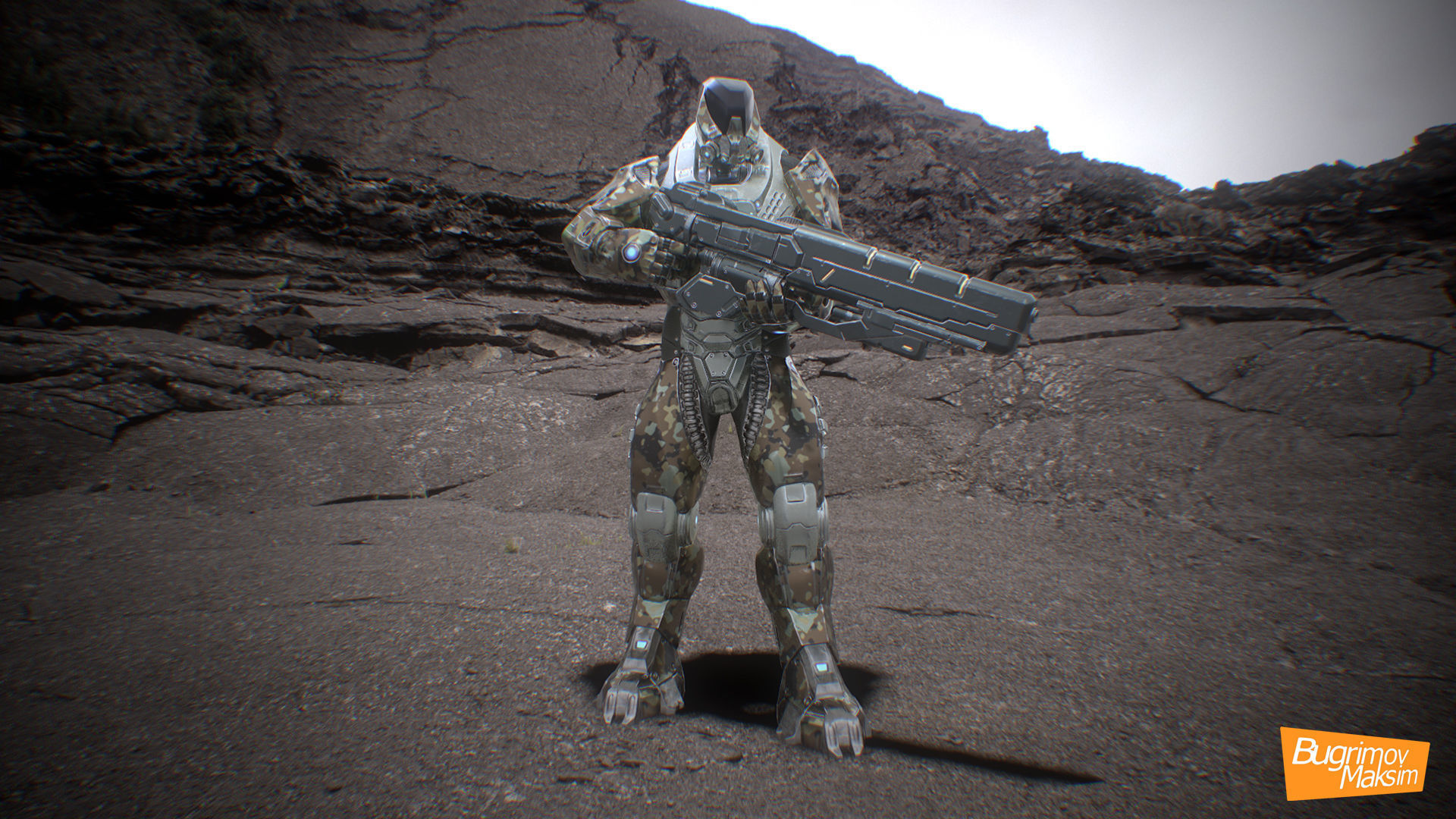 PBR Customized Alien Soldier Low-poly 3D model_15