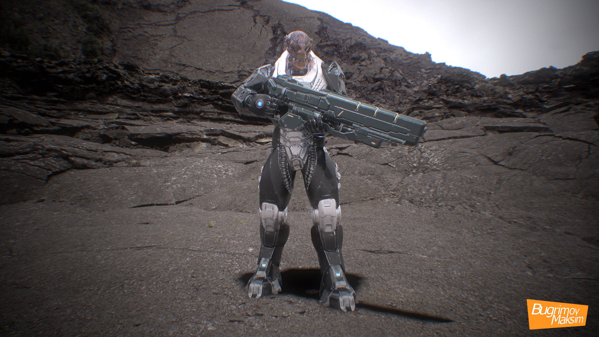 PBR Customized Alien Soldier Low-poly 3D model_8