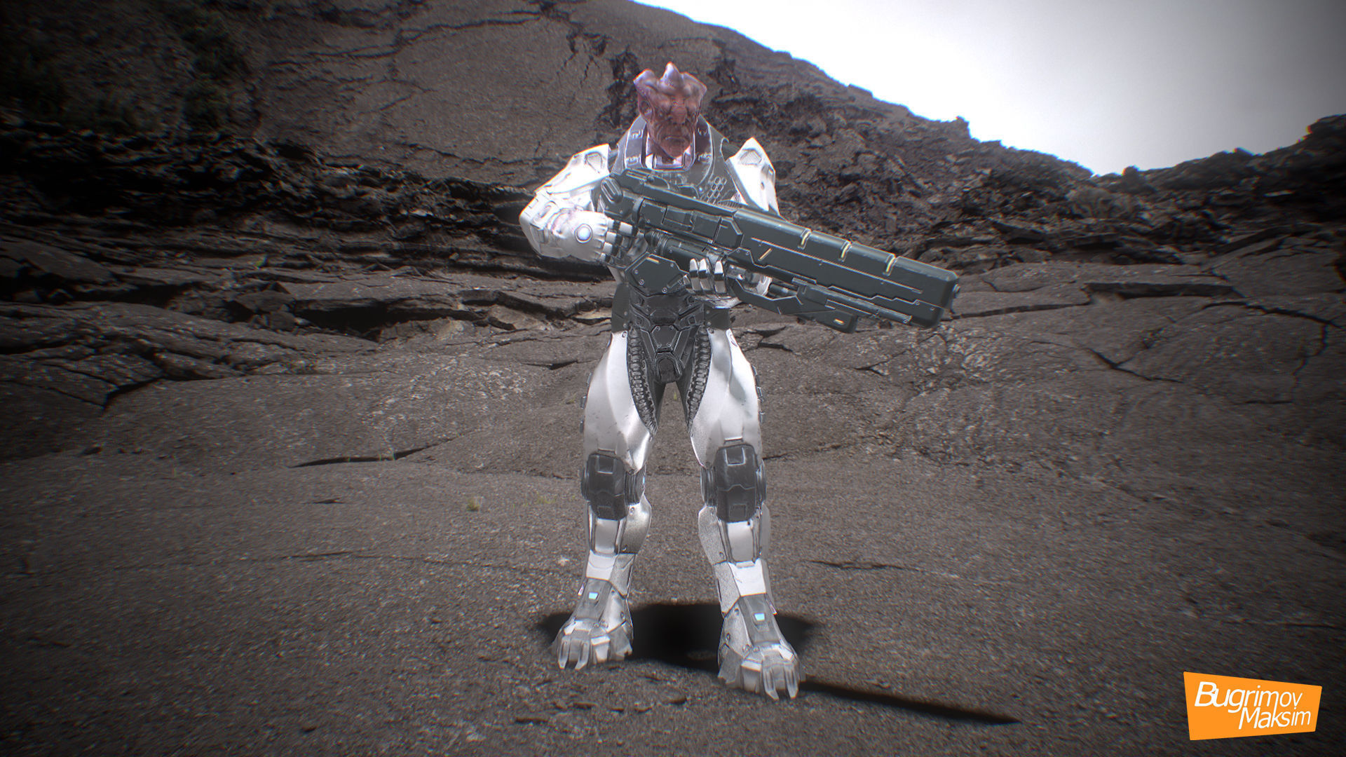 PBR Customized Alien Soldier Low-poly 3D model_12