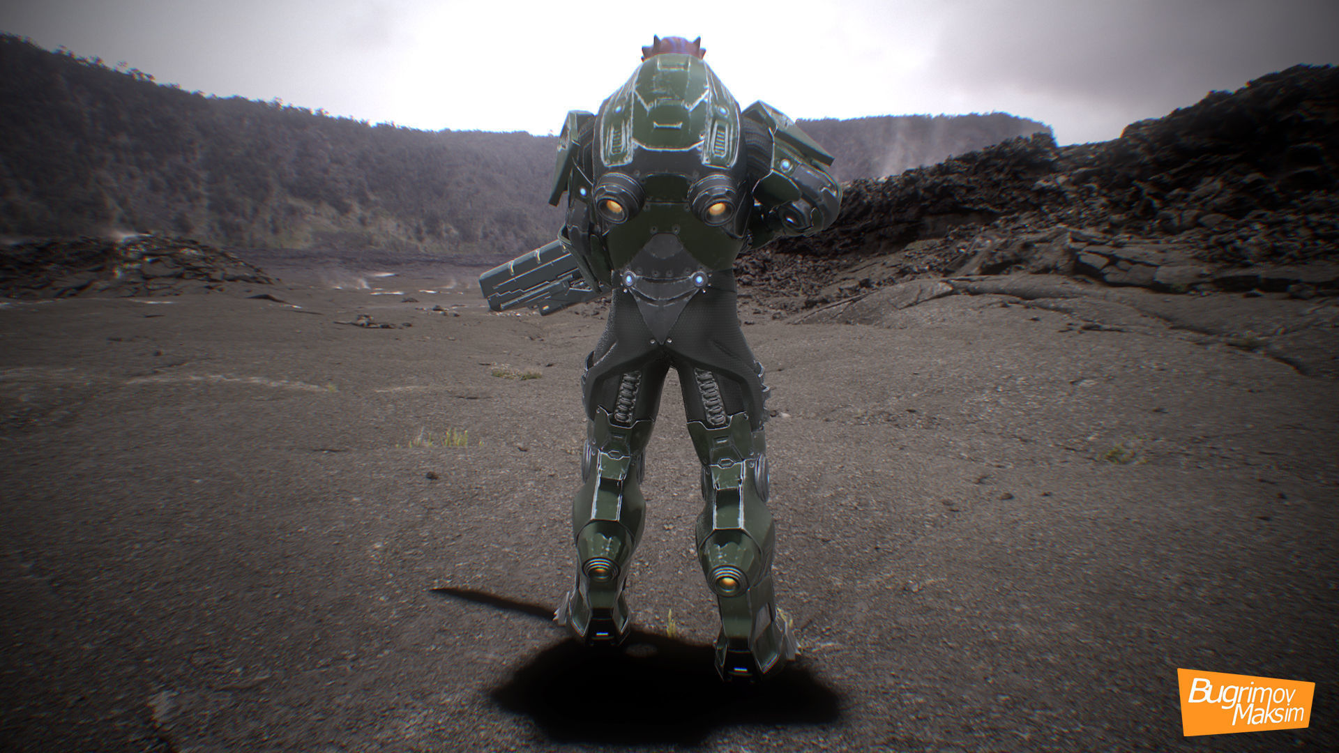 PBR Customized Alien Soldier Low-poly 3D model_6