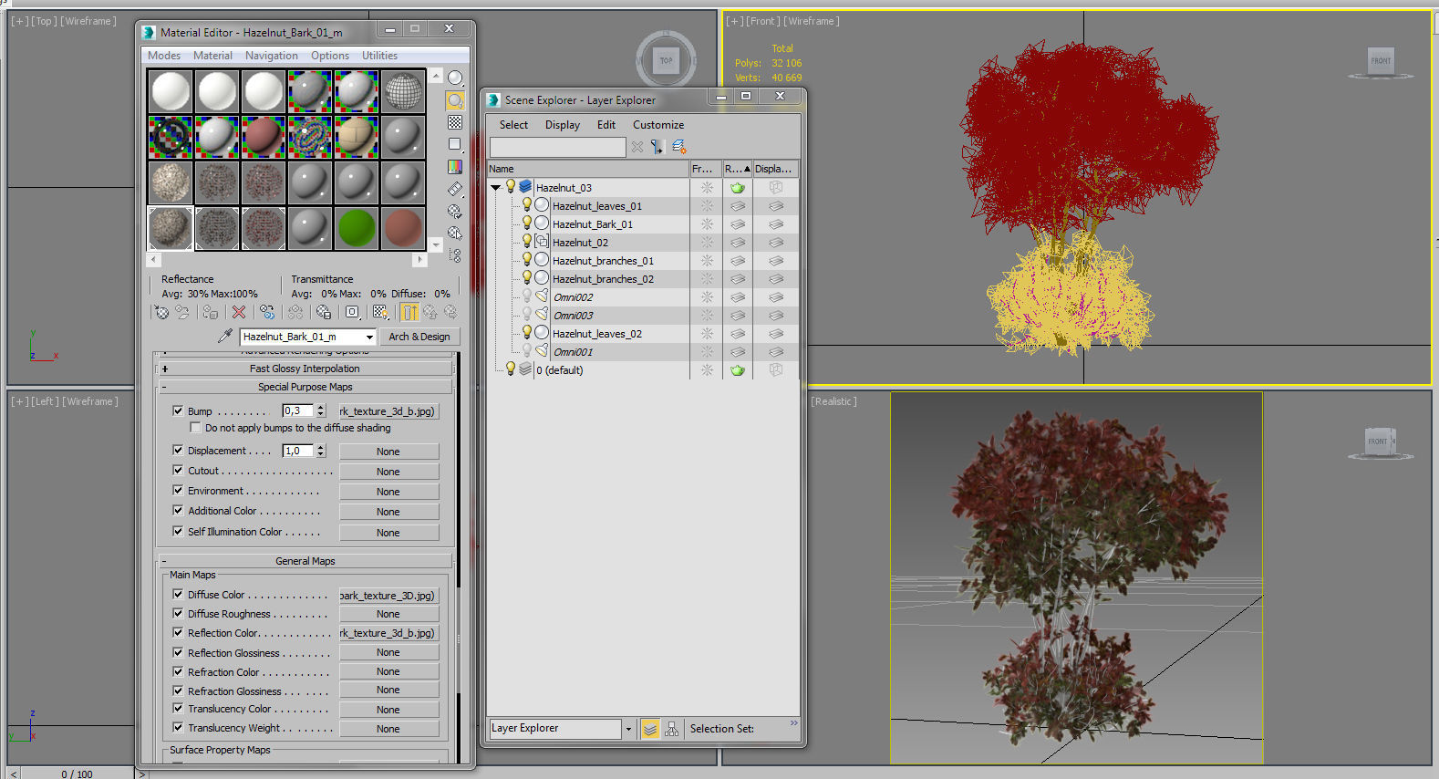 Hazelnut tree red 3D model_6
