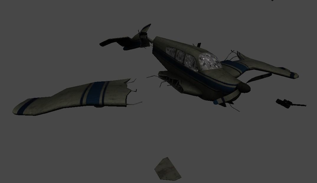 Crashes airplanes and helicopters Low-poly 3D model_2