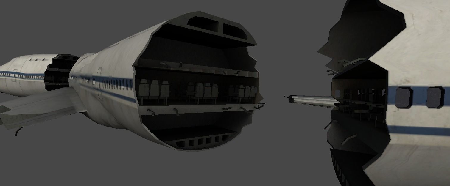 Crashes airplanes and helicopters Low-poly 3D model_9