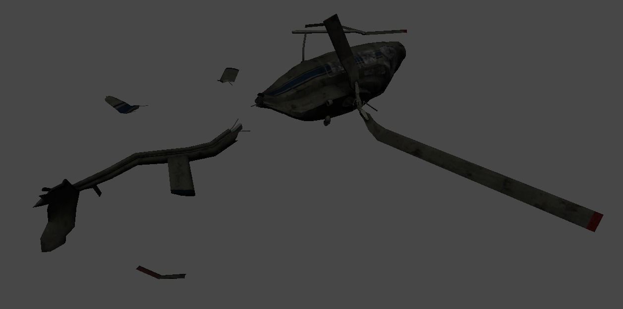 Crashes airplanes and helicopters Low-poly 3D model_1