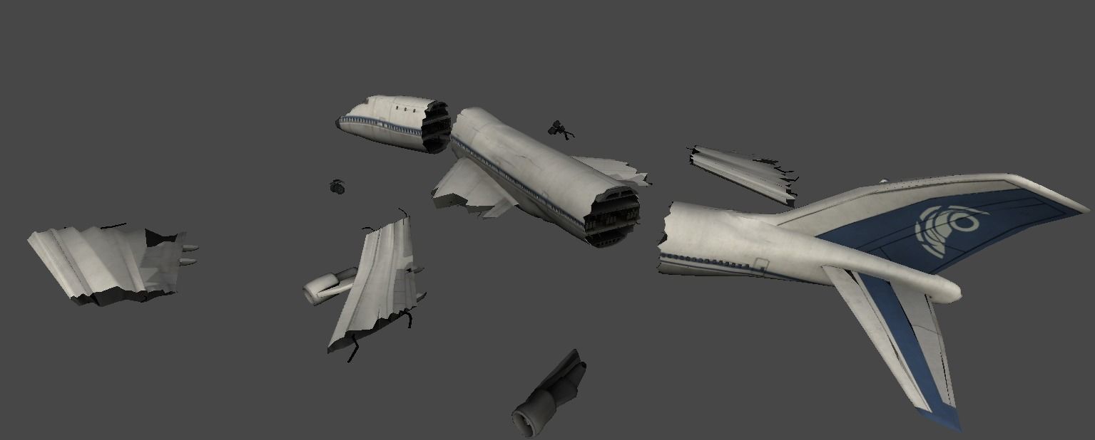 Crashes airplanes and helicopters Low-poly 3D model_6