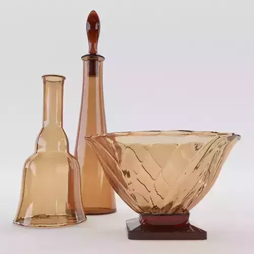 Two Carafes And Bowl - Art Nouveau - Around 1900 3D model