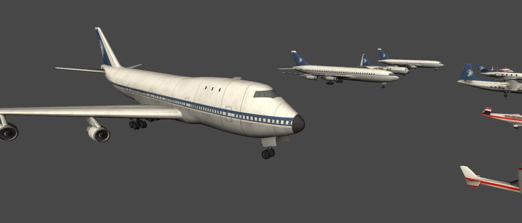 Mobile airliners Low-poly 3D model_2