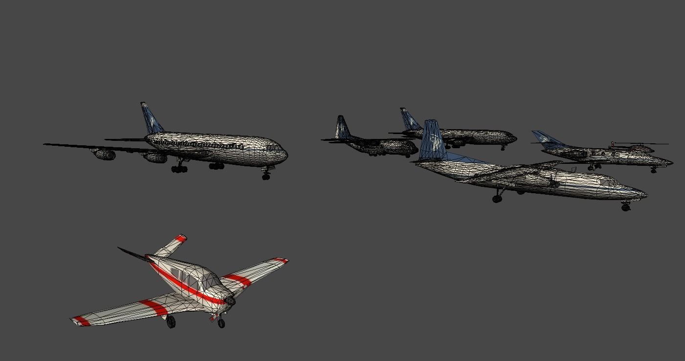 Mobile airliners Low-poly 3D model_4