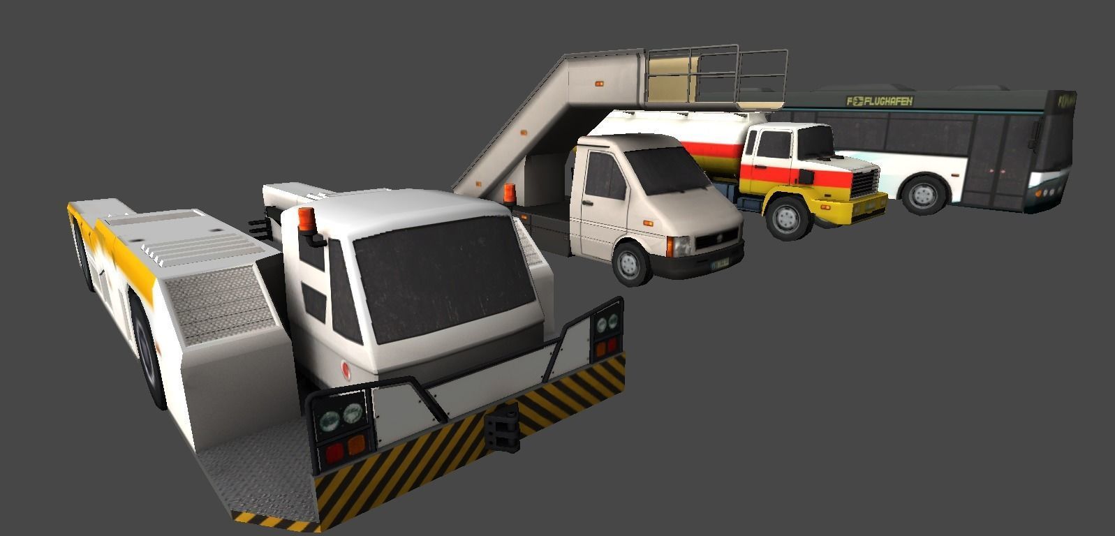 Mobile airport vehicles Low-poly 3D model_6