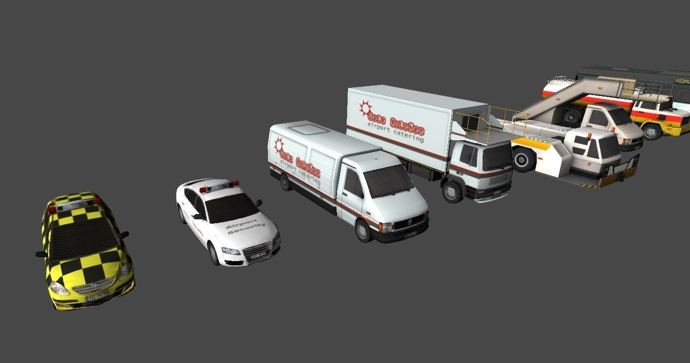 Mobile airport vehicles Low-poly 3D model_4