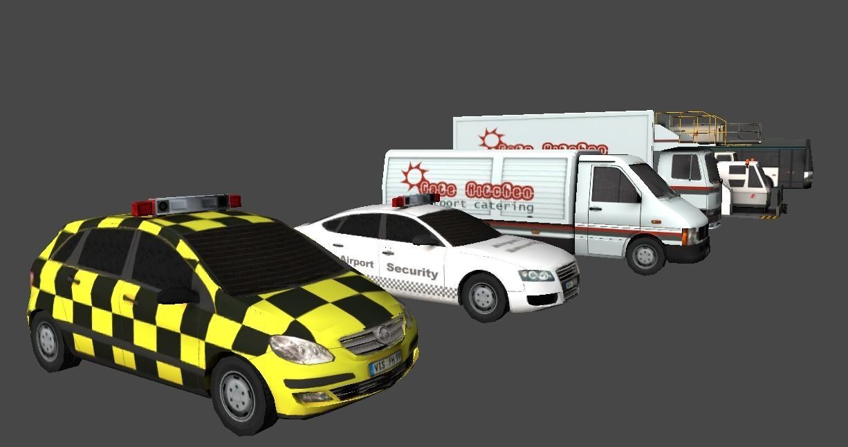 Mobile airport vehicles Low-poly 3D model_2