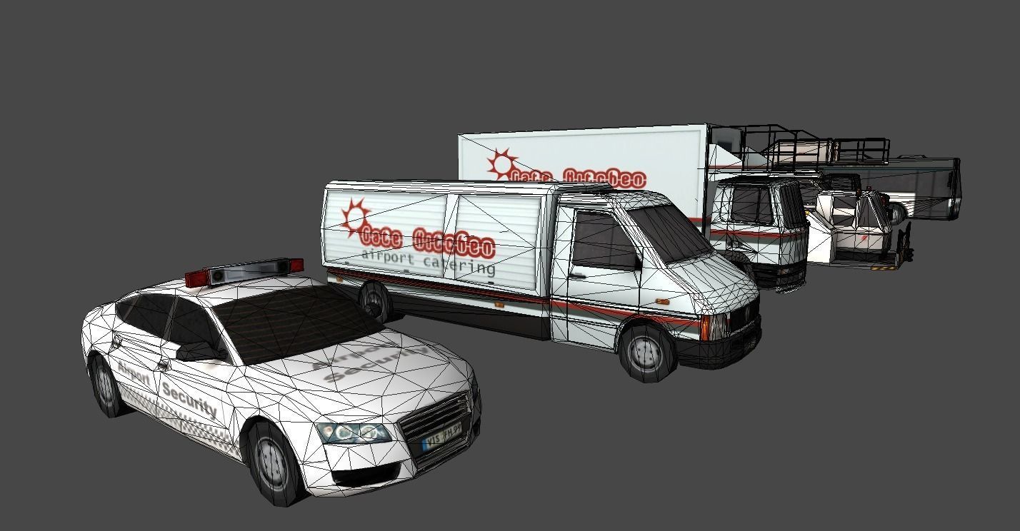 Mobile airport vehicles Low-poly 3D model_5