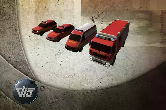 Mobile firefighting vehicles Low-poly 3D model