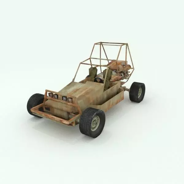 Rusted postapocalyptic buggy Low-poly 3D model