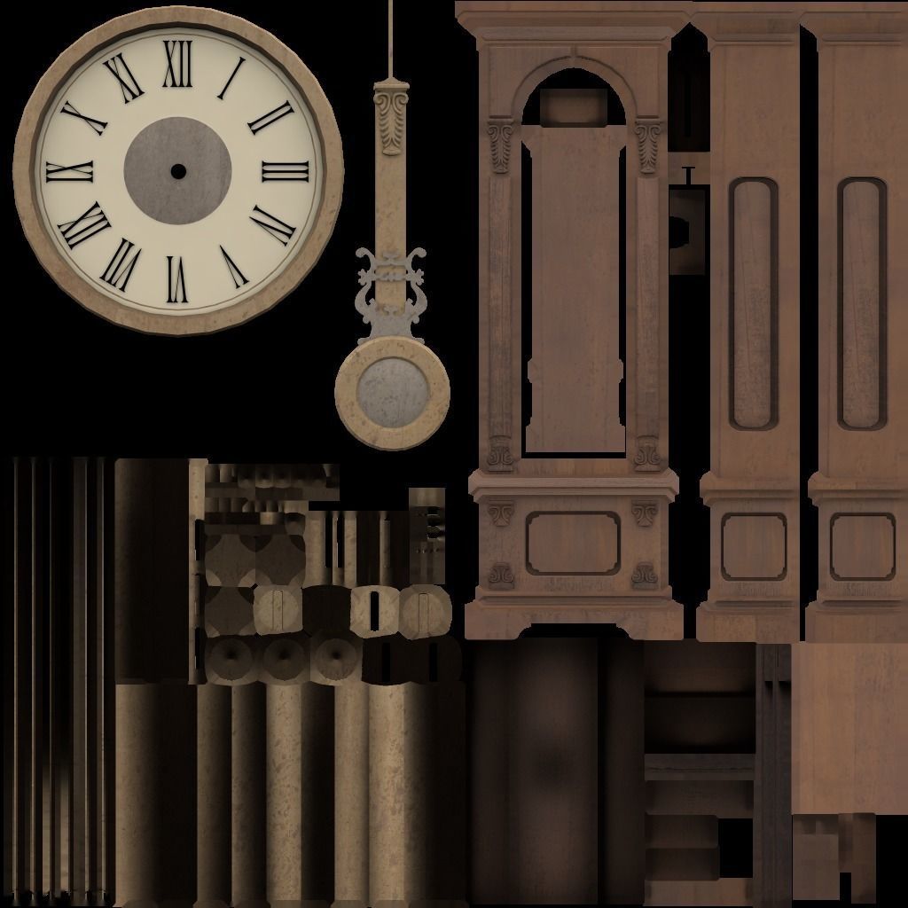 Clocks collection wall clock with roman numerals Low-poly 3D model_47