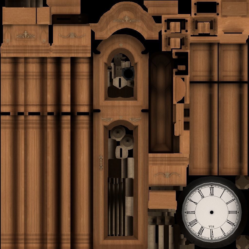 Clocks collection wall clock with roman numerals Low-poly 3D model_17