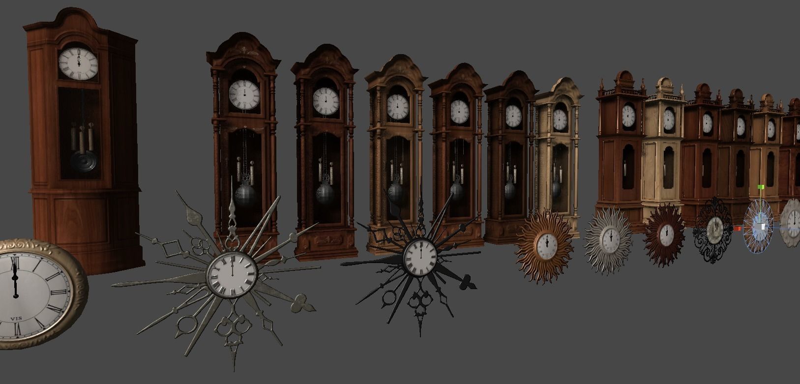 Clocks collection wall clock with roman numerals Low-poly 3D model_11