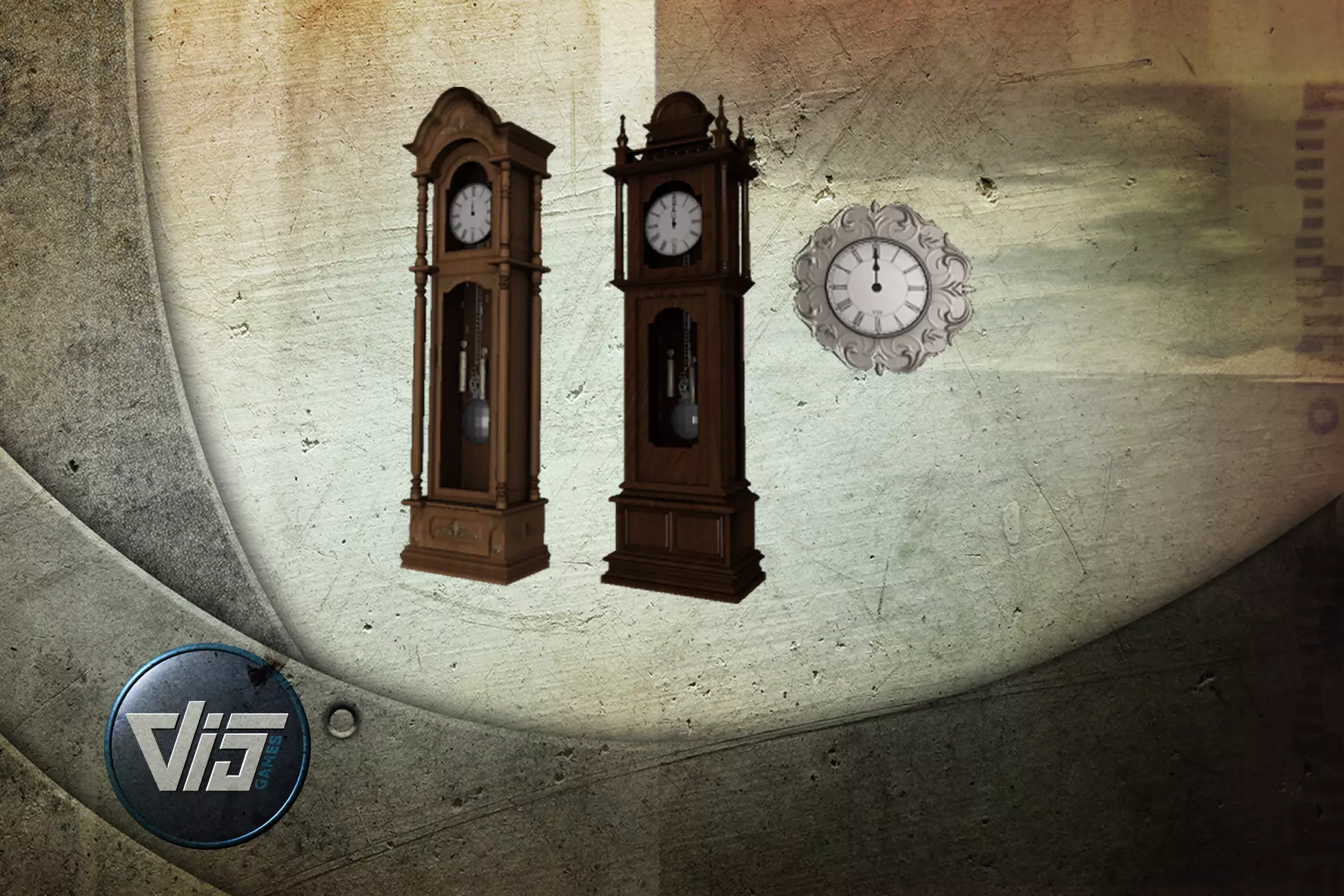 Clocks collection wall clock with roman numerals Low-poly 3D model_0