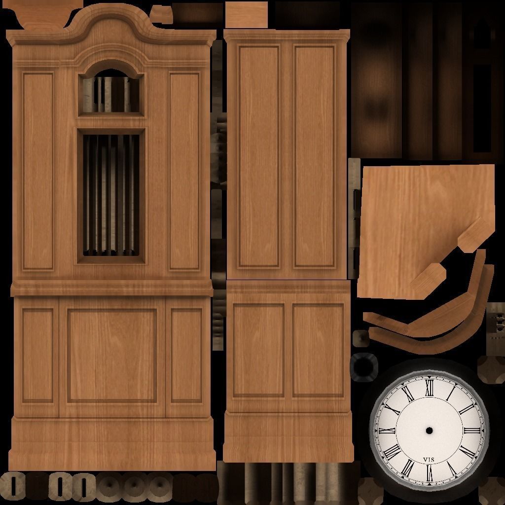 Clocks collection wall clock with roman numerals Low-poly 3D model_48