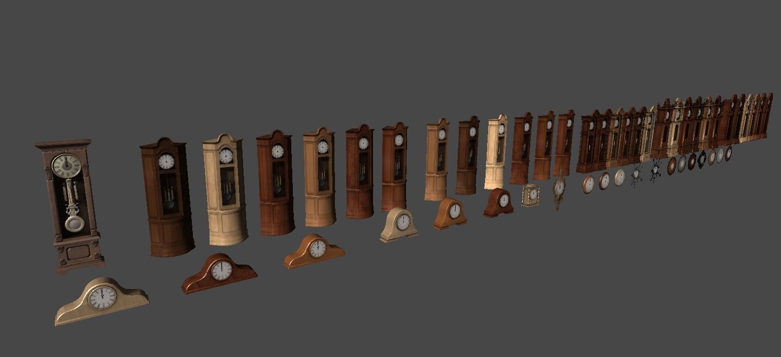 Clocks collection wall clock with roman numerals Low-poly 3D model_7