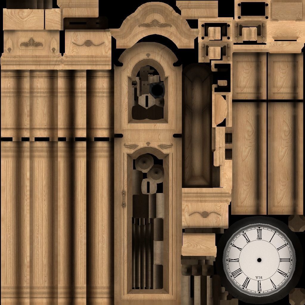 Clocks collection wall clock with roman numerals Low-poly 3D model_14