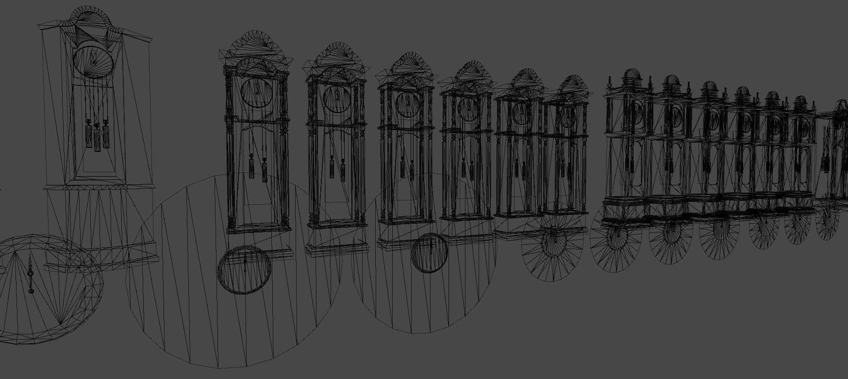 Clocks collection wall clock with roman numerals Low-poly 3D model_1