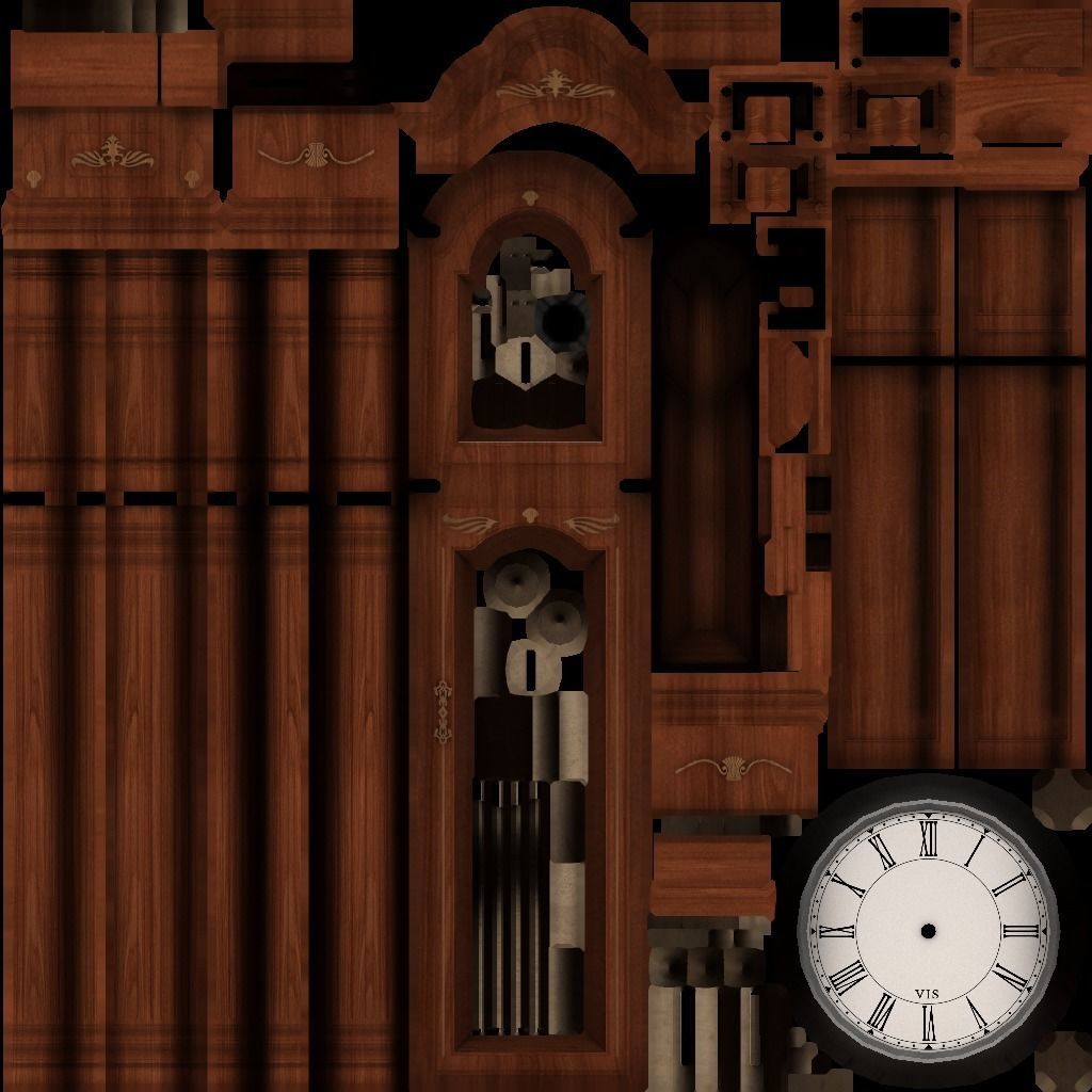 Clocks collection wall clock with roman numerals Low-poly 3D model_15