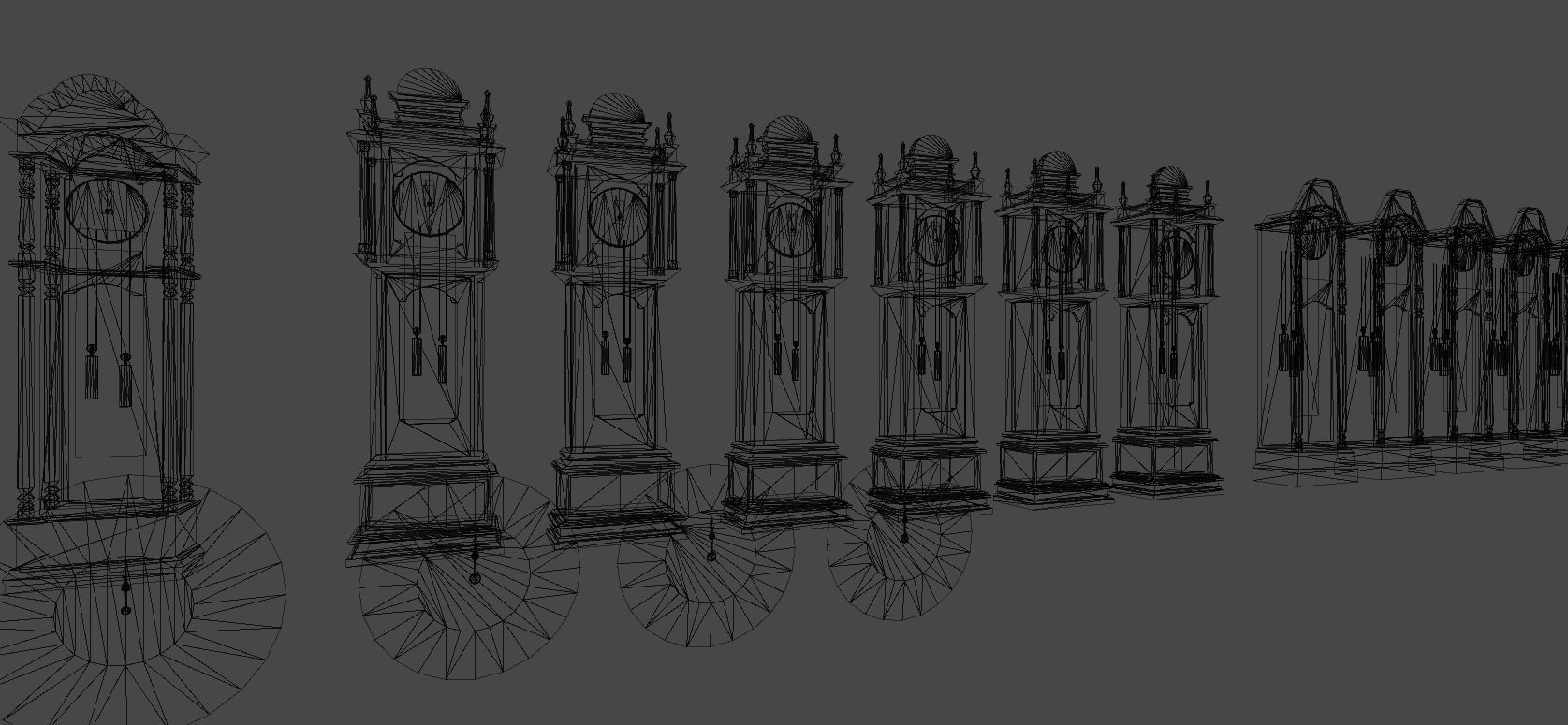 Clocks collection wall clock with roman numerals Low-poly 3D model_4