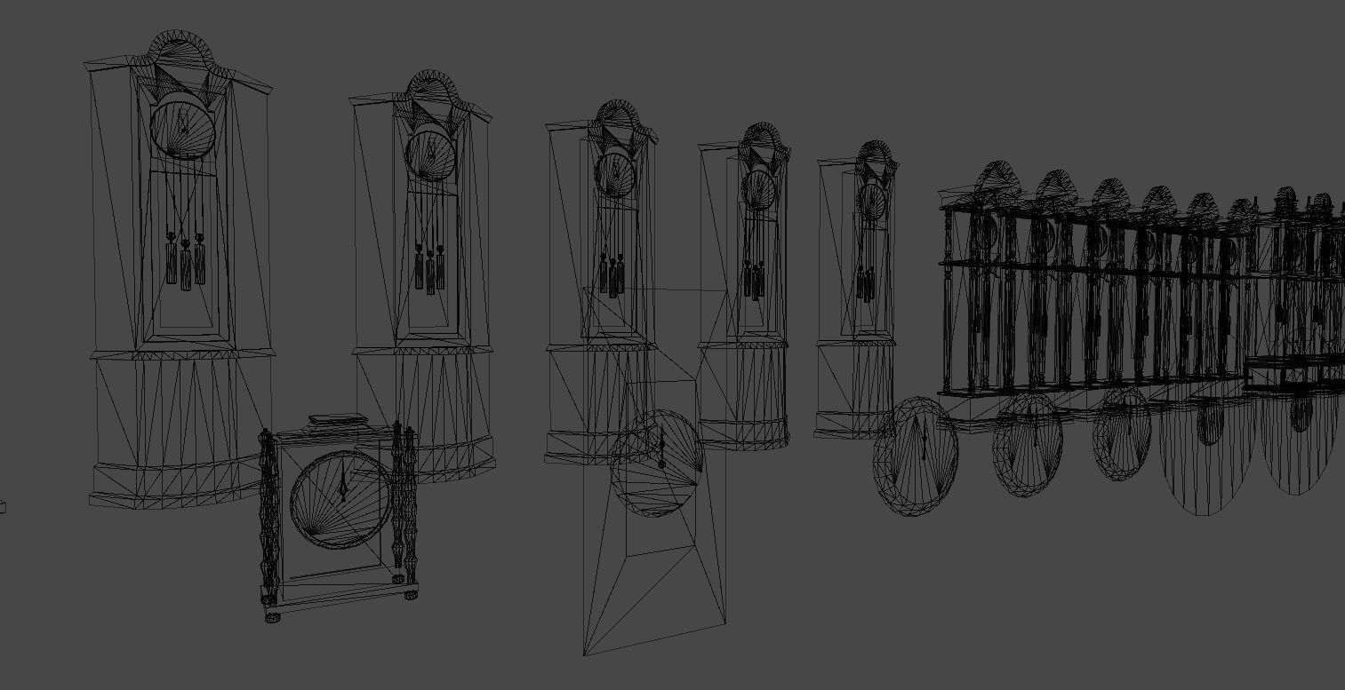 Clocks collection wall clock with roman numerals Low-poly 3D model_10